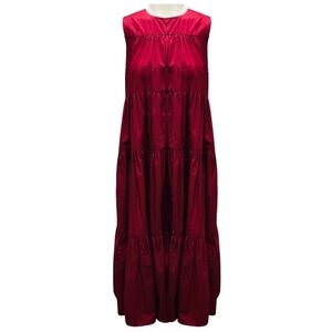 CO CABERNET COTTON POPLIN SLEEVELESS TIERED DRESS